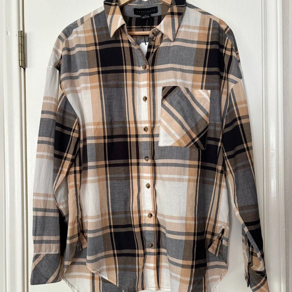 NWT Sanctuary Plaid Boyfriend Tunic - Size XS - Picture 4 of 9